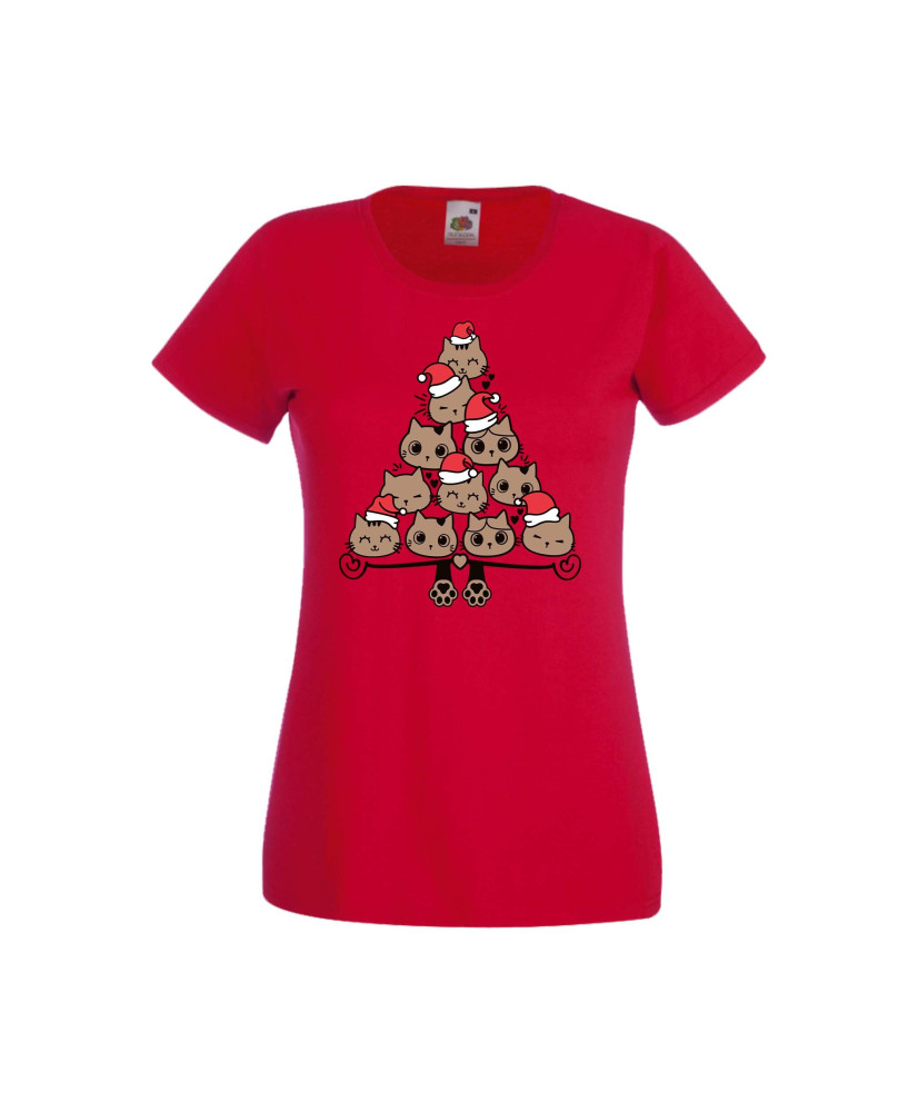 Дамска тениска Коледа Елха от котки Cats Xmas Tree 2 Дамска тениска Коледа Елха от котки Cats Xmas Tree 2