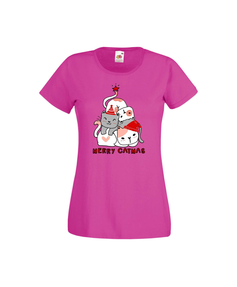 Дамска тениска Коледа Елха от котки Cats Xmas Tree 3 Дамска тениска Коледа Елха от котки Cats Xmas Tree 3