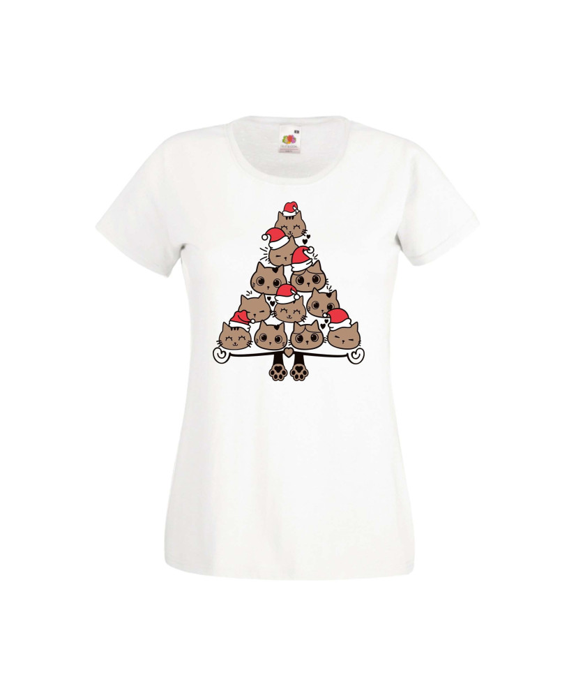 Дамска тениска Коледа Елха от котки Cats Xmas Tree 2 Дамска тениска Коледа Елха от котки Cats Xmas Tree 2