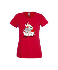 Дамска тениска Коледа Елха от котки Cats Xmas Tree 3