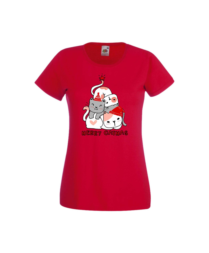 Дамска тениска Коледа Елха от котки Cats Xmas Tree 3 Дамска тениска Коледа Елха от котки Cats Xmas Tree 3