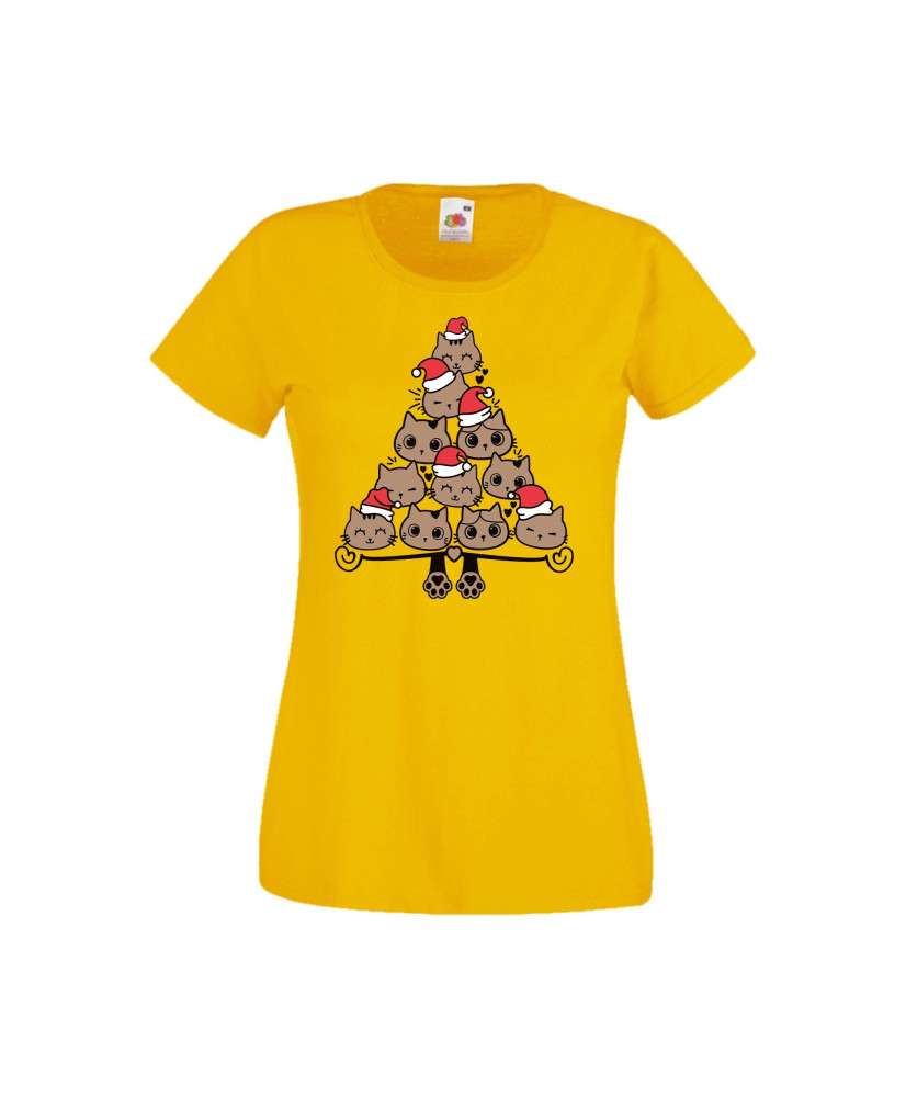 Дамска тениска Коледа Елха от котки Cats Xmas Tree 2 Дамска тениска Коледа Елха от котки Cats Xmas Tree 2