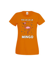 Дамска тениска Коледа Fa La La La Mingo