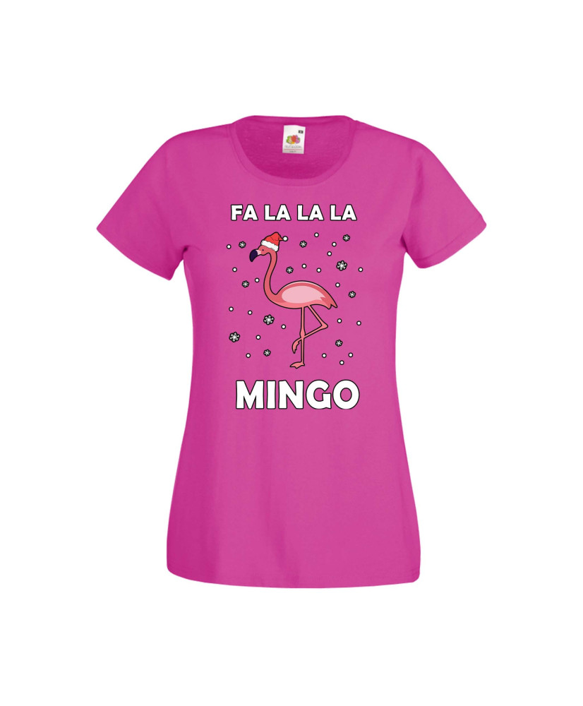 Дамска тениска Коледа Fa La La La Mingo