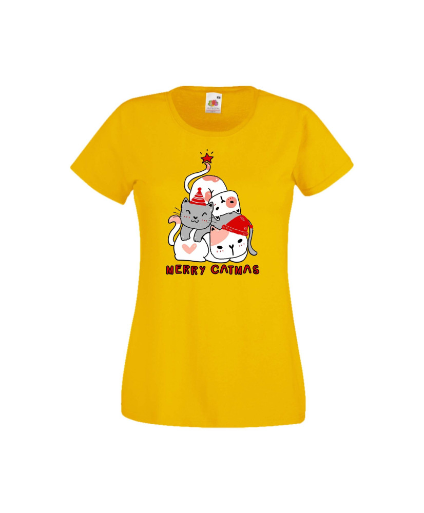 Дамска тениска Коледа Елха от котки Cats Xmas Tree 3 Дамска тениска Коледа Елха от котки Cats Xmas Tree 3
