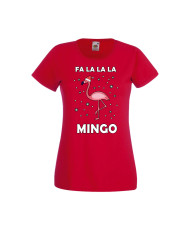 Дамска тениска Коледа Fa La La La Mingo