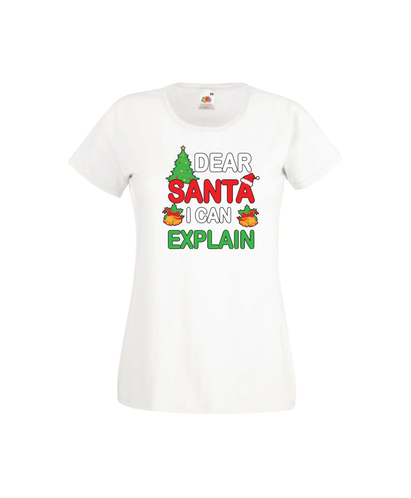 Дамска тениска Коледа Скъпи Дядо Коледа мога да обясня Dear Santa I Can Explain Дамска тениска Коледа Скъпи Дядо Коледа мога да обясня Dear Santa I Can Explain