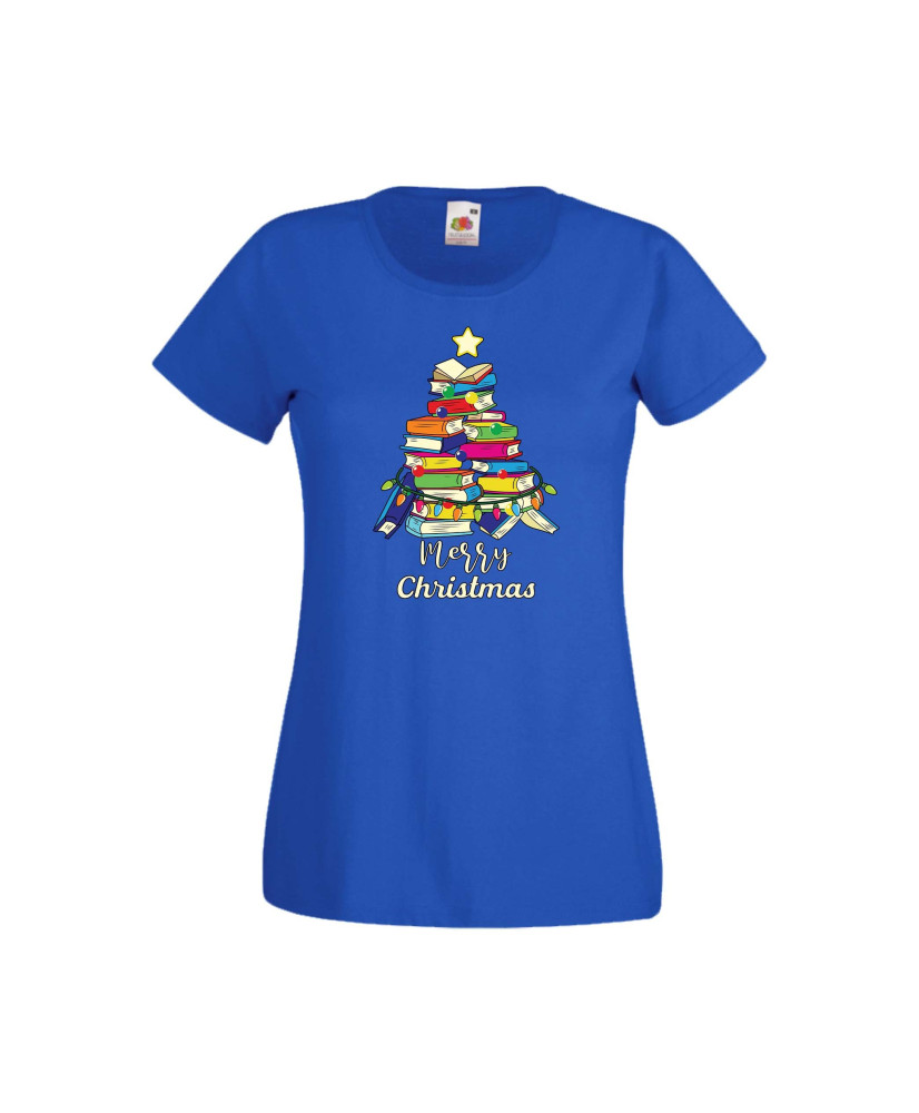 Дамска тениска Коледа Елха от книги Весела Коледа Books Xmas Tree 2 Дамска тениска Коледа Елха от книги Весела Коледа Books Xmas Tree 2