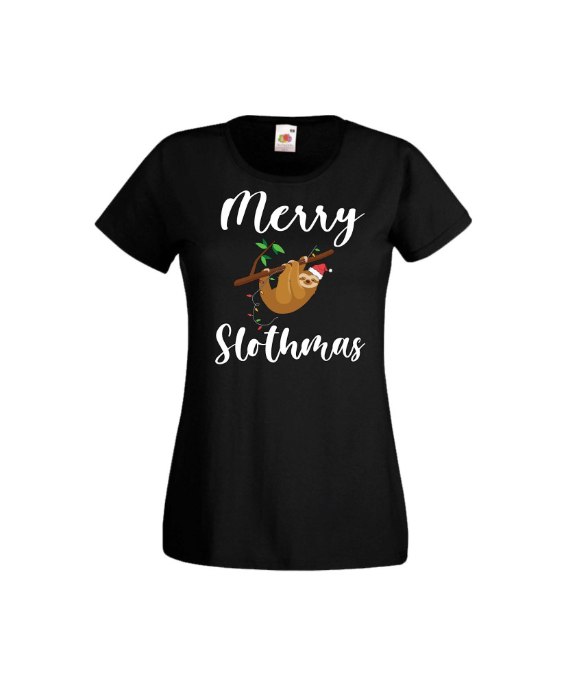 Дамска тениска Коледа Merry Slothmas Дамска тениска Коледа Merry Slothmas