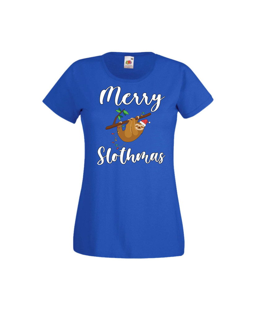 Дамска тениска Коледа Merry Slothmas Дамска тениска Коледа Merry Slothmas