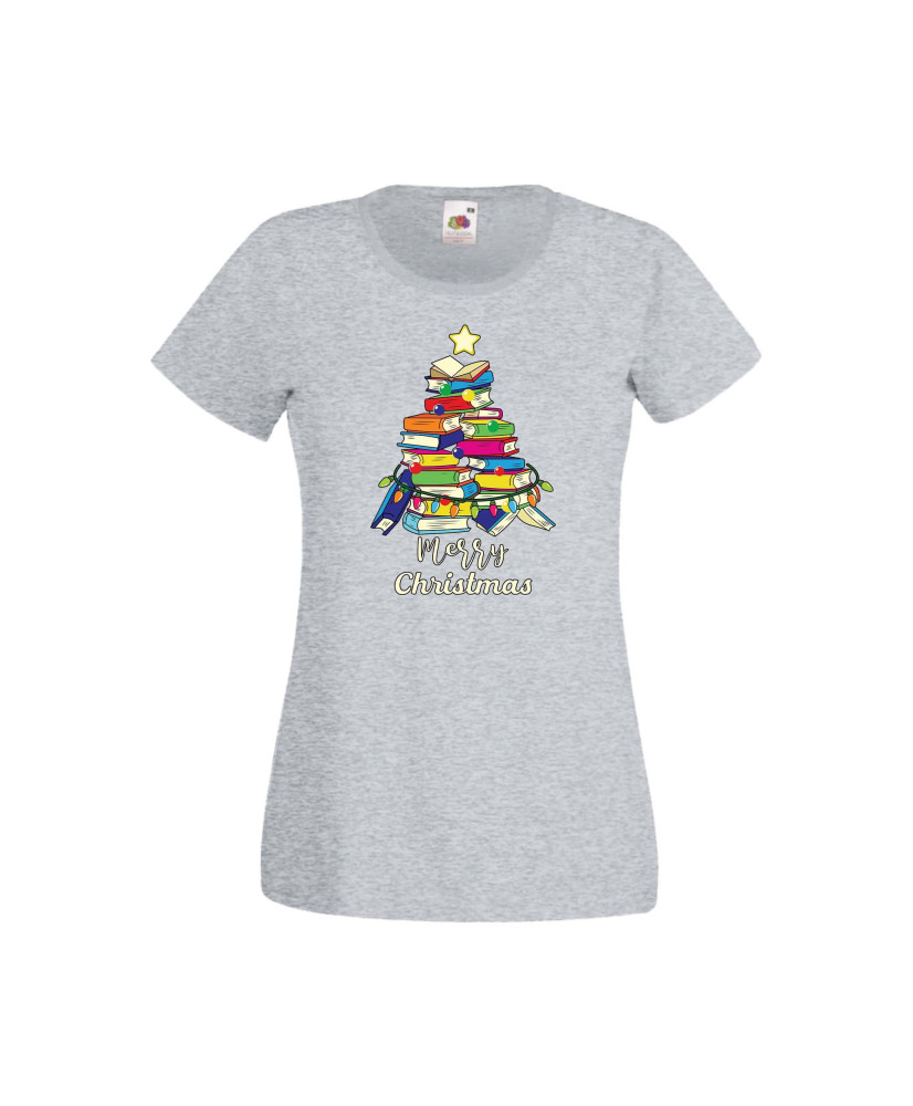 Дамска тениска Коледа Елха от книги Весела Коледа Books Xmas Tree 2 Дамска тениска Коледа Елха от книги Весела Коледа Books Xmas Tree 2