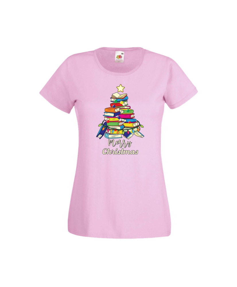 Дамска тениска Коледа Елха от книги Весела Коледа Books Xmas Tree 2 Дамска тениска Коледа Елха от книги Весела Коледа Books Xmas Tree 2