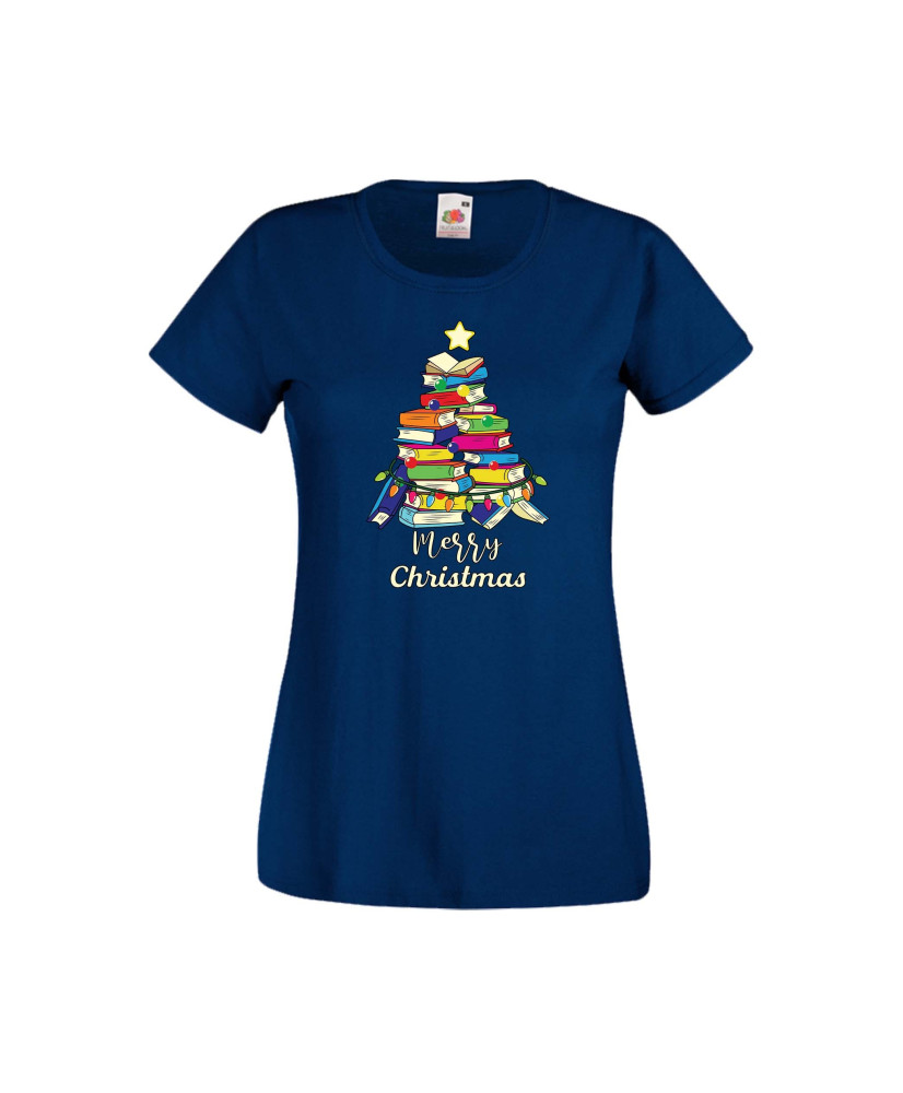 Дамска тениска Коледа Елха от книги Весела Коледа Books Xmas Tree 2 Дамска тениска Коледа Елха от книги Весела Коледа Books Xmas Tree 2