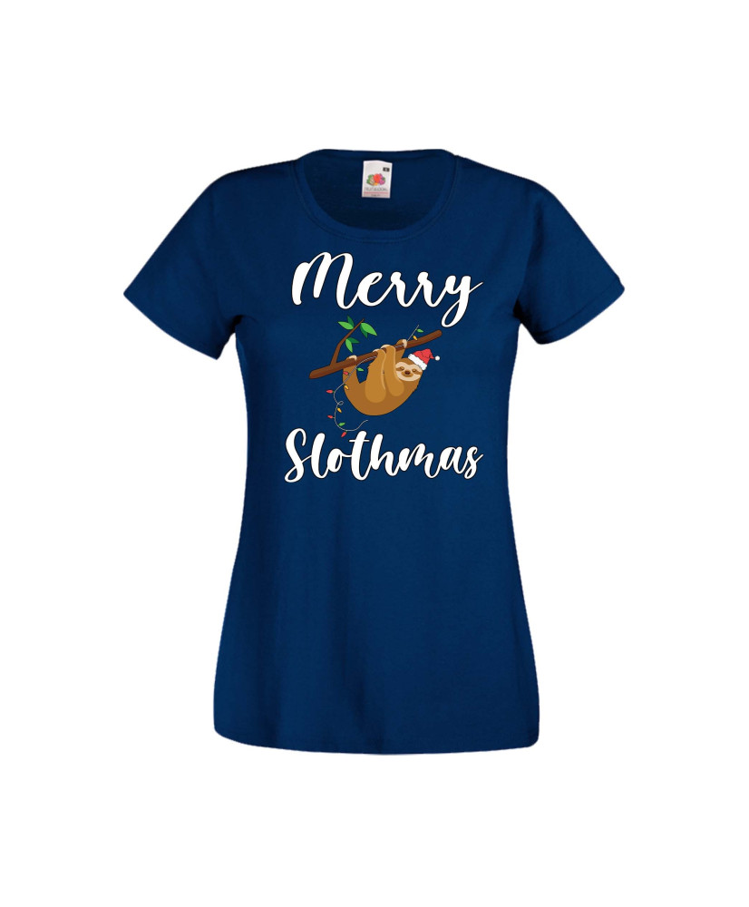 Дамска тениска Коледа Merry Slothmas Дамска тениска Коледа Merry Slothmas