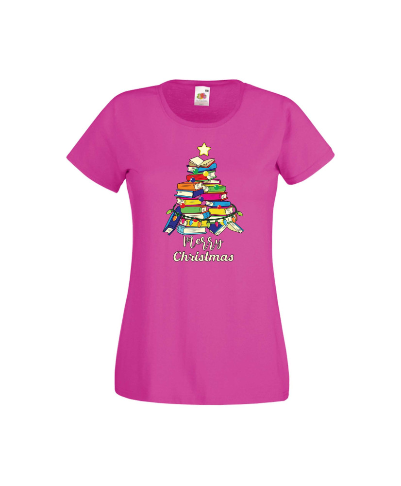 Дамска тениска Коледа Елха от книги Весела Коледа Books Xmas Tree 2 Дамска тениска Коледа Елха от книги Весела Коледа Books Xmas Tree 2