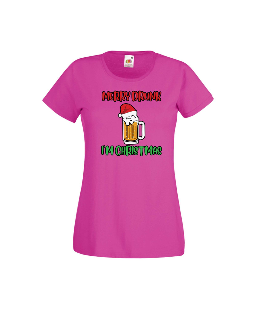 Дамска тениска Коледа Merry Drunk I'm Christmas