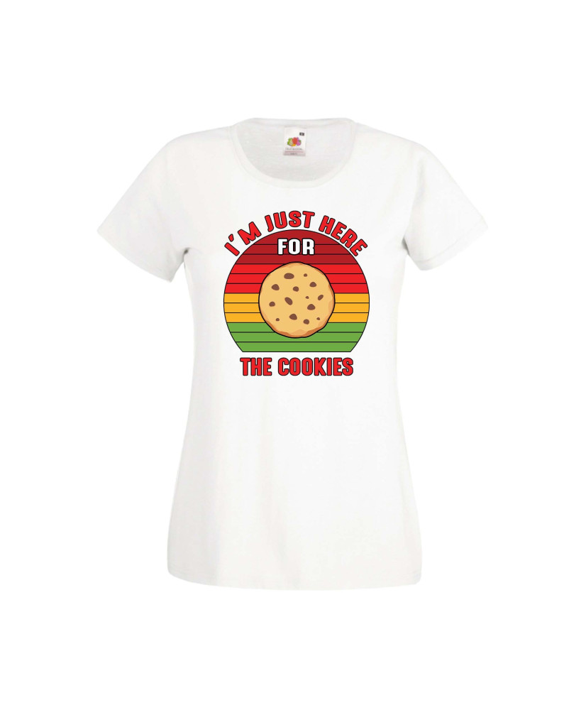 Дамска тениска Коледа Тук съм за коледните бисквитки I'm Just Here For The Cookies Дамска тениска Коледа Тук съм за коледните бисквитки I'm Just Here For The Cookies