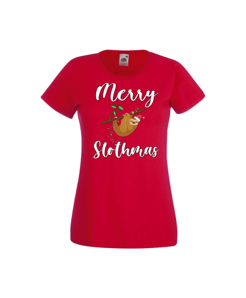 Дамска тениска Коледа Merry Slothmas Дамска тениска Коледа Merry Slothmas
