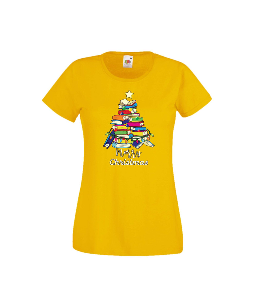 Дамска тениска Коледа Елха от книги Весела Коледа Books Xmas Tree 2 Дамска тениска Коледа Елха от книги Весела Коледа Books Xmas Tree 2