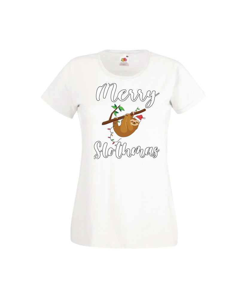 Дамска тениска Коледа Merry Slothmas Дамска тениска Коледа Merry Slothmas