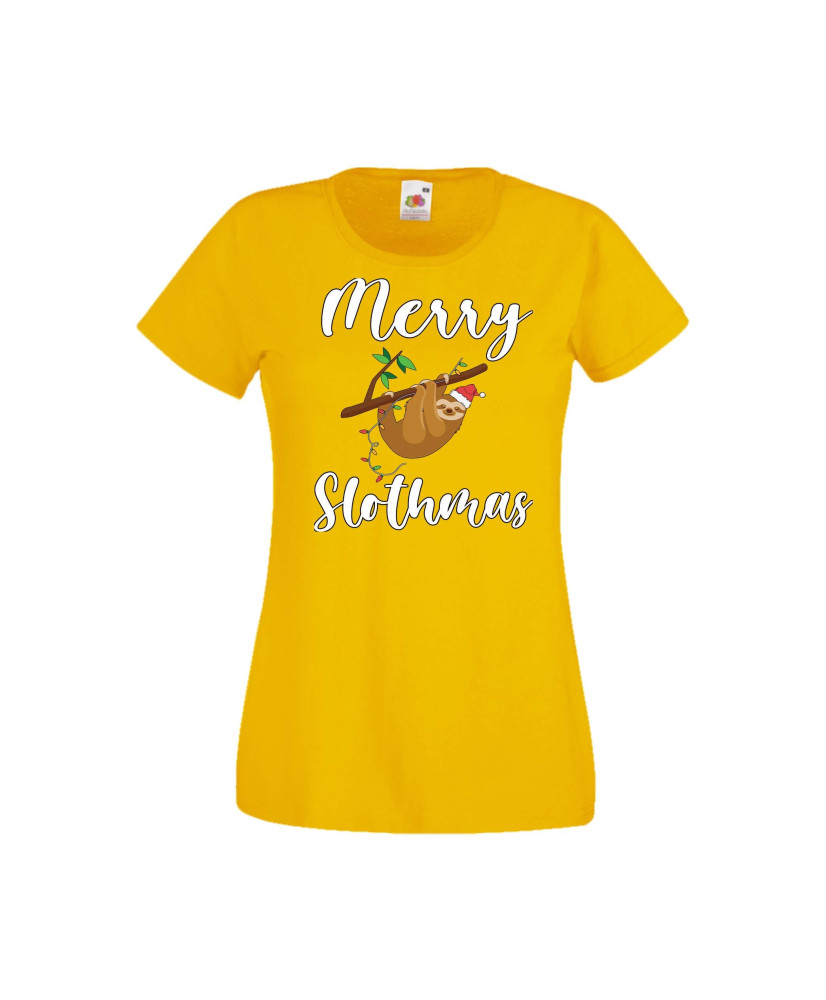 Дамска тениска Коледа Merry Slothmas Дамска тениска Коледа Merry Slothmas