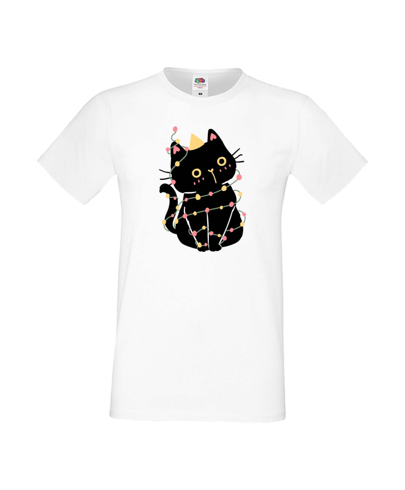 Мъжка тениска Коледа Котка Коледно дърво Black Cat Xmas Tree 1