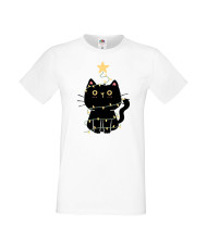 Мъжка тениска Коледа Котка Коледно дърво Black Cat Xmas Tree 2