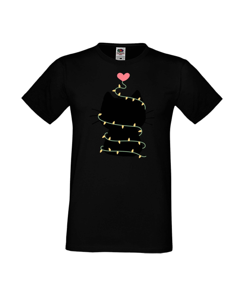 Мъжка тениска Коледа Котка Коледно дърво Black Cat Xmas Tree 4