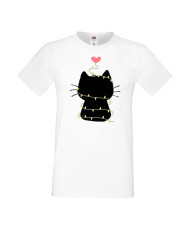 Мъжка тениска Коледа Котка Коледно дърво Black Cat Xmas Tree 4