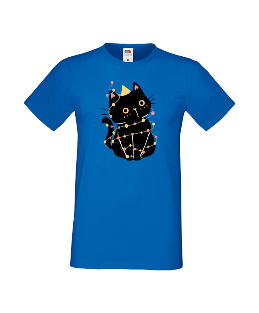 Мъжка тениска Коледа Котка Коледно дърво Black Cat Xmas Tree 1