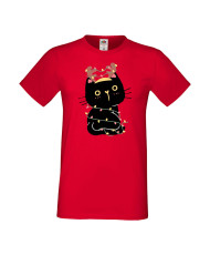 Мъжка тениска Коледа Котка Коледно дърво Black Cat Xmas Tree 3