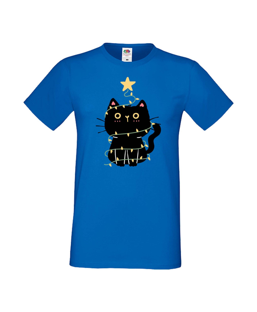 Мъжка тениска Коледа Котка Коледно дърво Black Cat Xmas Tree 2