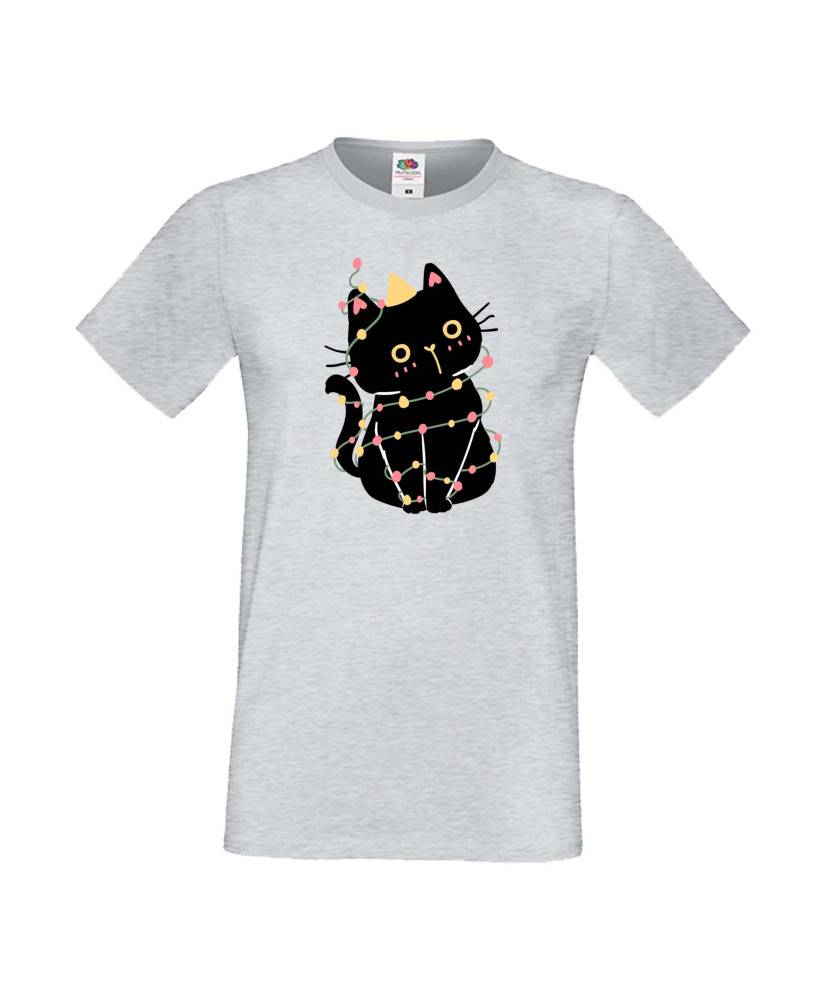 Мъжка тениска Коледа Котка Коледно дърво Black Cat Xmas Tree 1