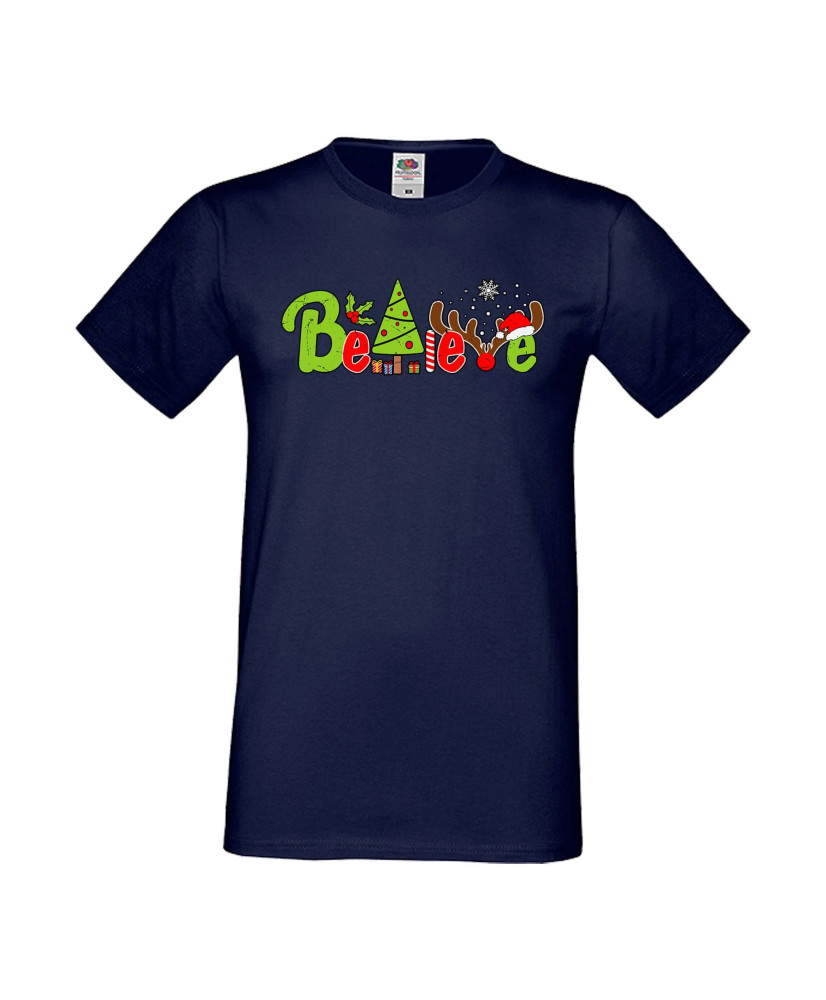 Мъжка тениска Коледа Повярвай Believe Мъжка тениска Коледа Повярвай Believe