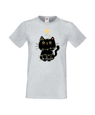Мъжка тениска Коледа Котка Коледно дърво Black Cat Xmas Tree 2