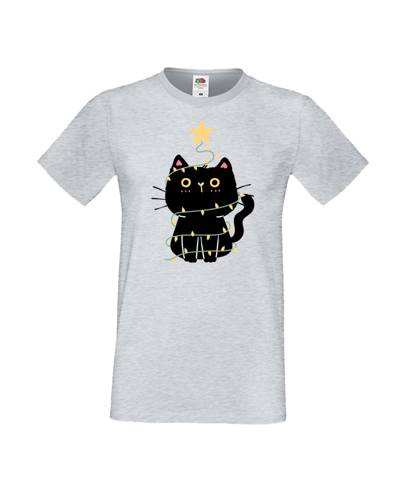 Мъжка тениска Коледа Котка Коледно дърво Black Cat Xmas Tree 2