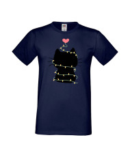 Мъжка тениска Коледа Котка Коледно дърво Black Cat Xmas Tree 4
