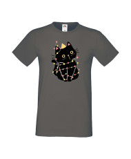 Мъжка тениска Коледа Котка Коледно дърво Black Cat Xmas Tree 1