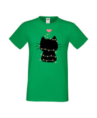Мъжка тениска Коледа Котка Коледно дърво Black Cat Xmas Tree 4