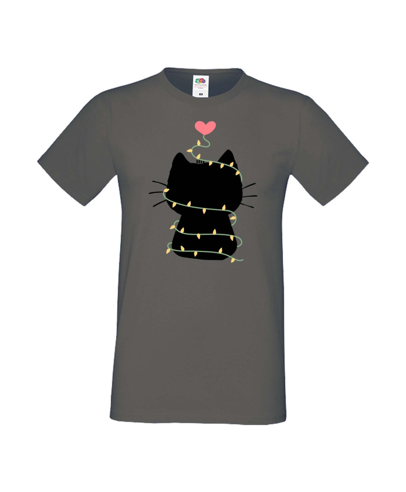 Мъжка тениска Коледа Котка Коледно дърво Black Cat Xmas Tree 4