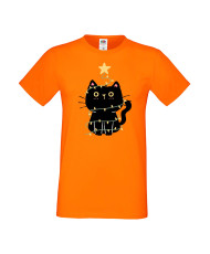 Мъжка тениска Коледа Котка Коледно дърво Black Cat Xmas Tree 2