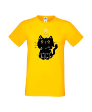 Мъжка тениска Коледа Котка Коледно дърво Black Cat Xmas Tree 2