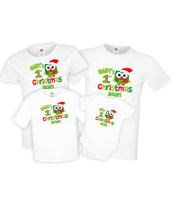 Персонализирани Коледни тениски Baby`s First Christmas