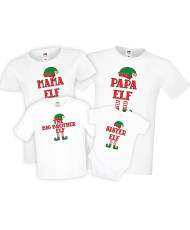Персонализирани Коледни тениски Елфи Mommy Daddy Sister Brother Elf
