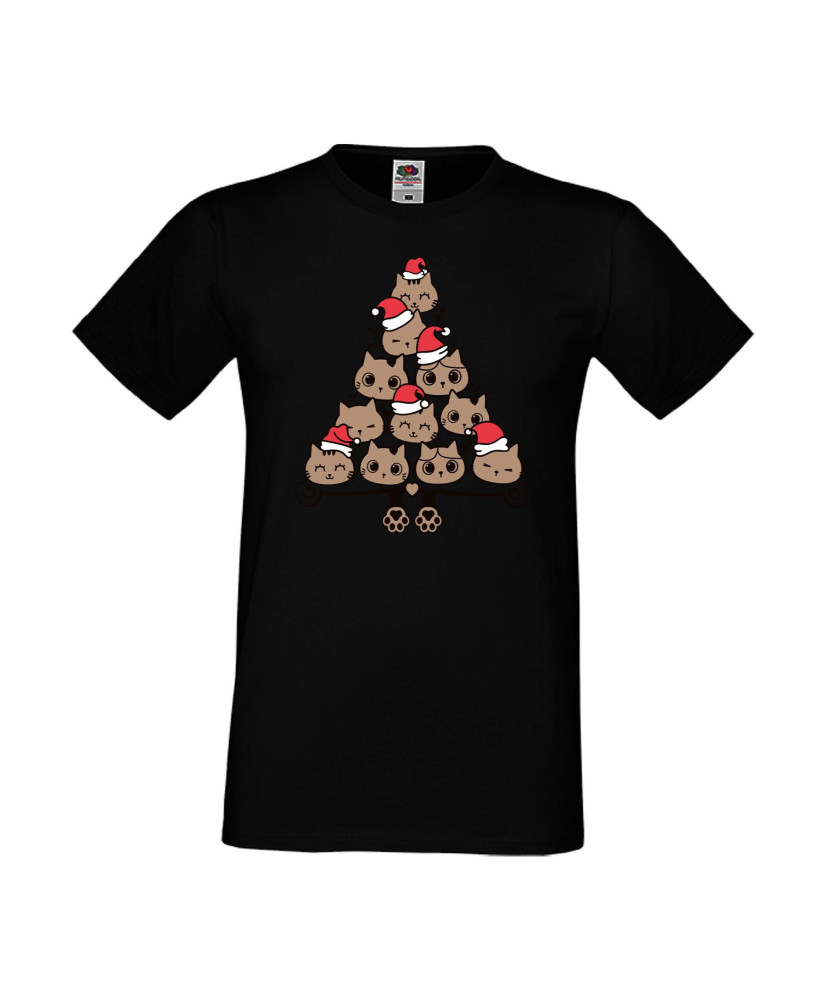 Мъжка тениска Коледа  Елха от котки Cats Xmas Tree 2