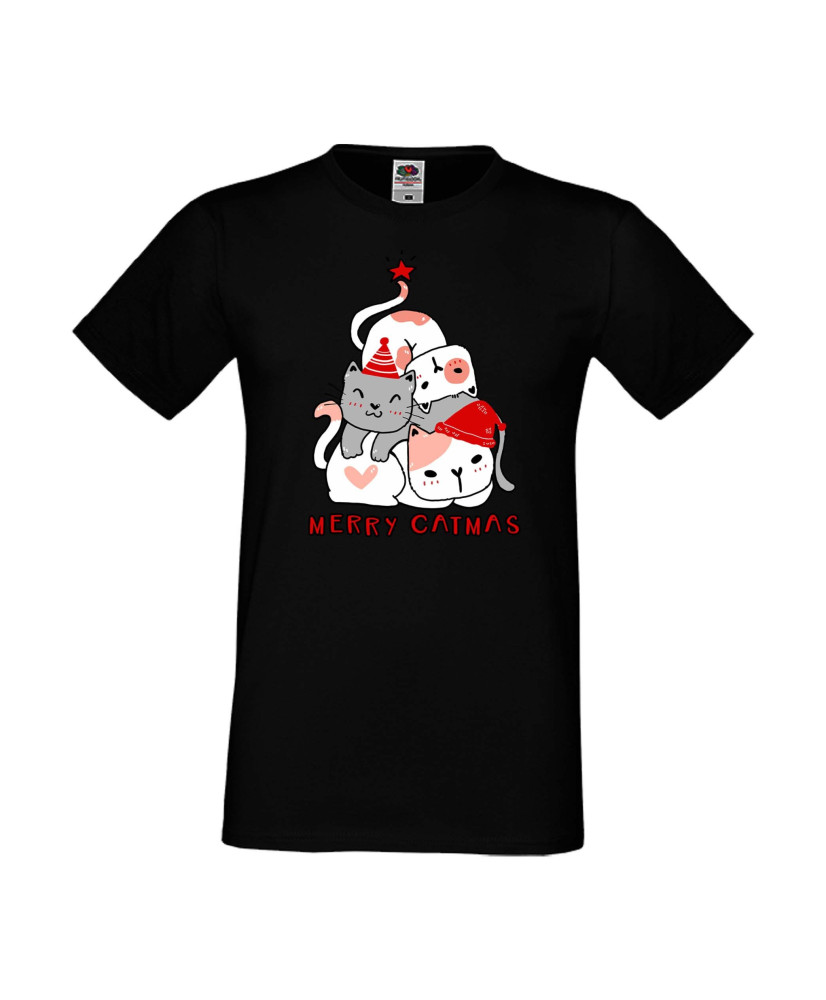 Мъжка тениска Коледа Елха от котки Cats Xmas Tree 3