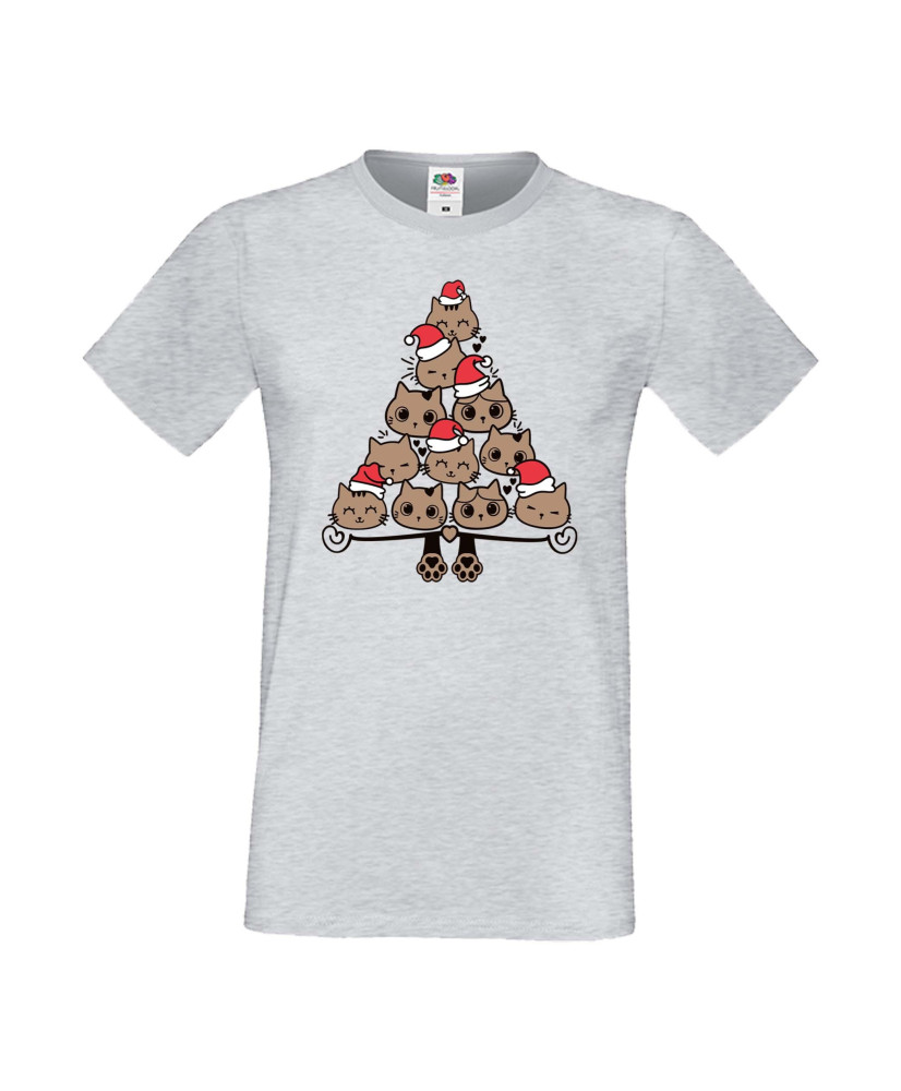 Мъжка тениска Коледа  Елха от котки Cats Xmas Tree 2