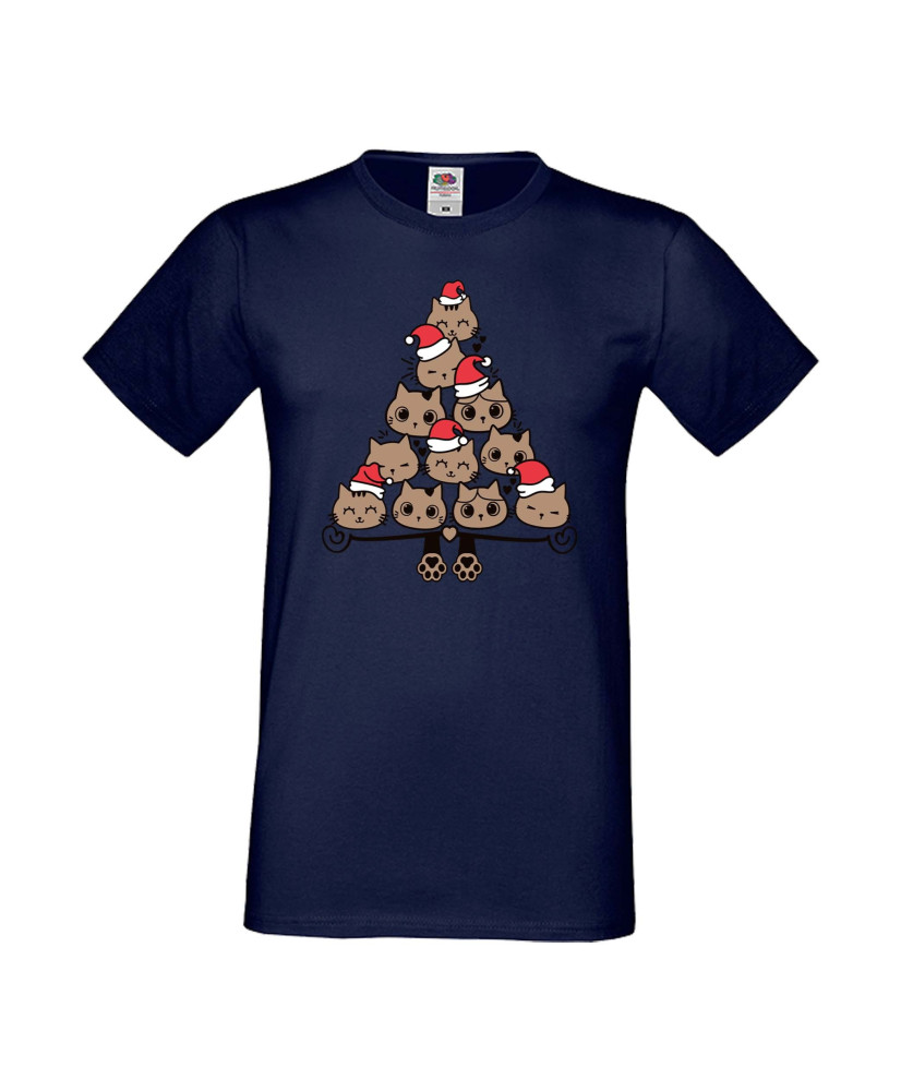 Мъжка тениска Коледа  Елха от котки Cats Xmas Tree 2