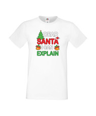 Мъжка тениска Коледа Скъпи Дядо Коледа мога да обясня Dear Santa I Can Explain