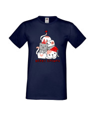 Мъжка тениска Коледа Елха от котки Cats Xmas Tree 3